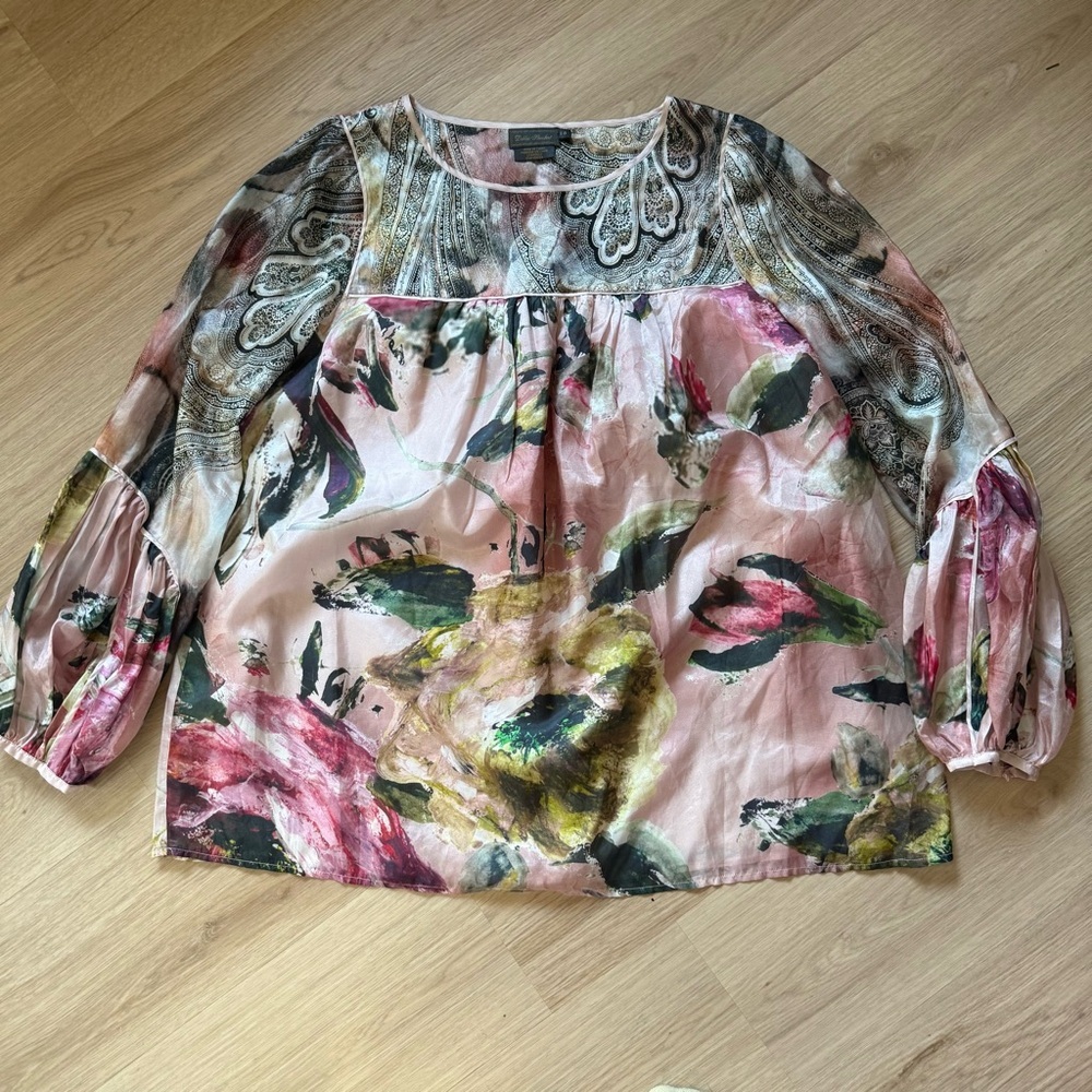 Debbie Shuchat 100% Silk Top Sz 10 Silk Lined